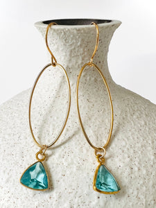 Gold Filled Oval with Blue Drop