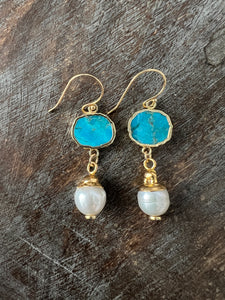 Pearl and Turquoise Earrings