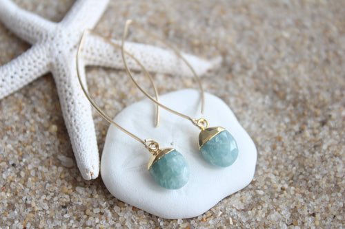 Aquamarines Wire Earrings